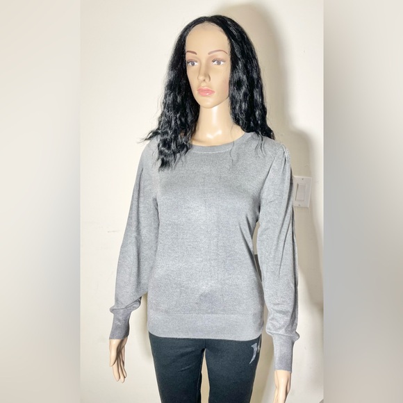 Sz S women Cielo Jeans USA crew neck puff sleeve soft and sexy stretch grey - Picture 3 of 14